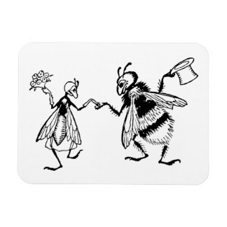 Retro Vintage Black & White Cute Funny Kryp Bröllo Magnet