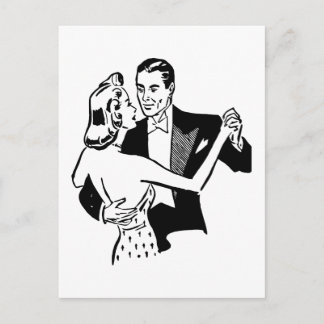 Retro Vintage Black & White Dancing Couple i Kärle Vykort