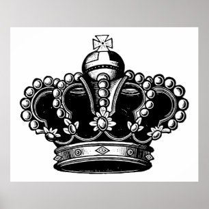 Retro Vintage Black & White Facket Royal Krona Poster