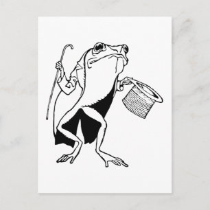 Retro Vintage Black & White gentleman Frog Vykort