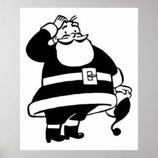 Retro Vintage Black & White jul Jultomten Poster