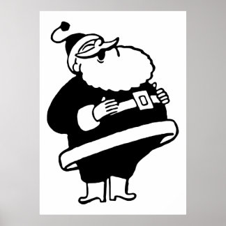 Retro Vintage Black & White jul Jultomten Poster