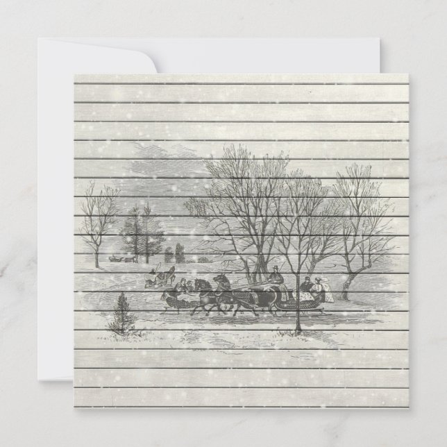 Retro
 | Vintage Black White Winter Scenery Julkort (Framsida)
