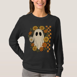 Retro Vintage Blommig Spök Halloween T Shirt