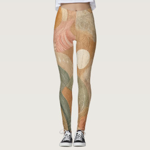 Retro Vintage Bohemsk Jordnära Abstrakt Design Leggings