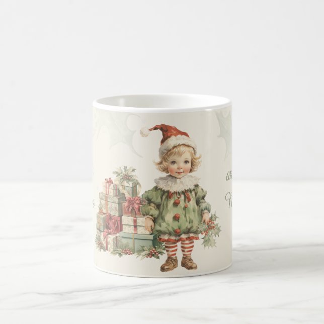 Retro Vintage Boy-julgåvor Holly Kaffemugg (Center)