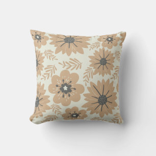 Retro Vintage Brown-Blommigt Kudde