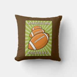 Retro Vintage Brown Grönt 3 Amerikanska fotbollar Kudde