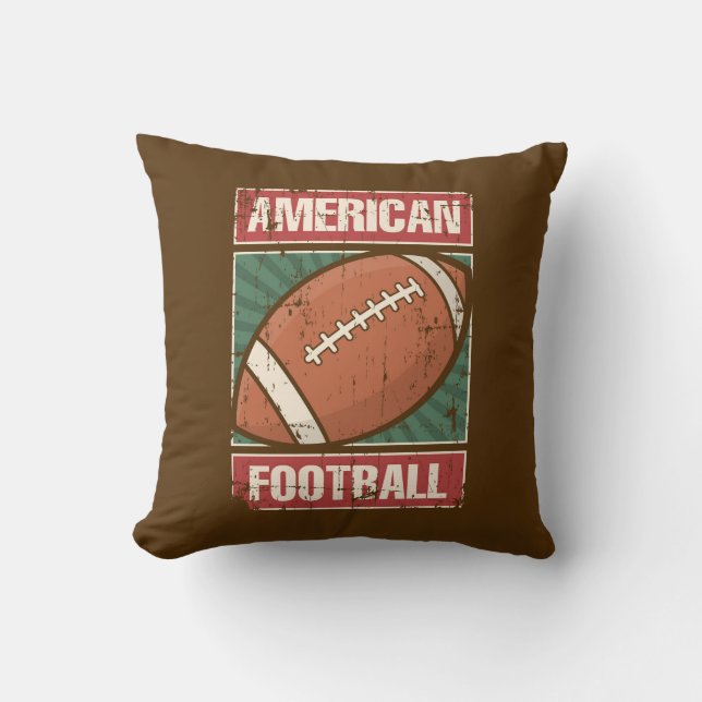 Retro Vintage Brown Grönt American Football Kudde (Framsida)