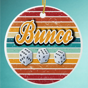 Retro Vintage Bunco Dice Julgransprydnad Keramik