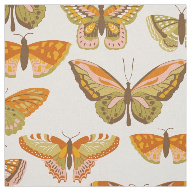 Retro Vintage Butterflies  Tyg (Provkarta)