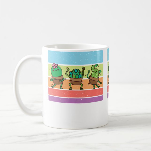 Retro Vintage Cactus Gardening Fun Kaffemugg (Vänster)