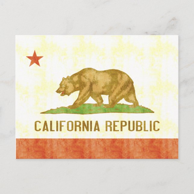 Retro Vintage California Flagga Vykort (Framsida)