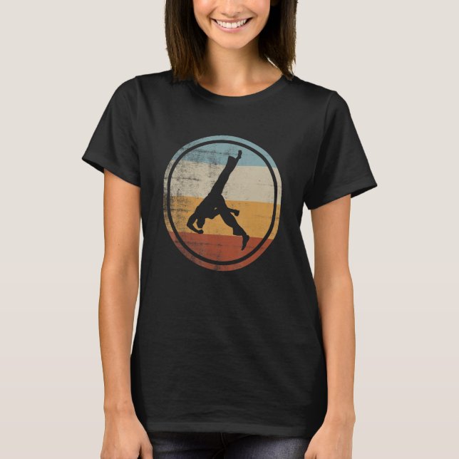 Retro Vintage Capoeira Fighter Training Capoeira T Shirt (Framsida)