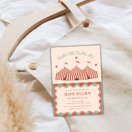 Retro Vintage Carnival Circus Baby Shower Inbjudningar