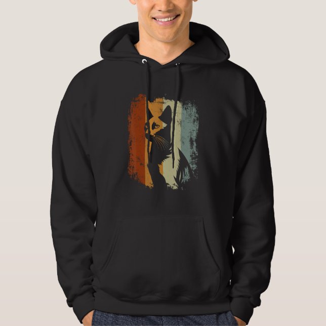 Retro Vintage Cat Russian Blue Hoodie (Framsida)