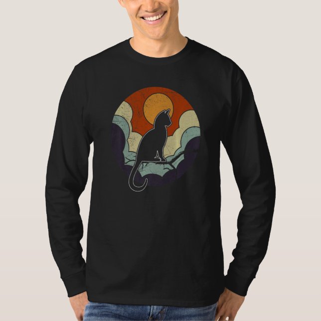 Retro Vintage Cat  Sunset T Shirt (Framsida)