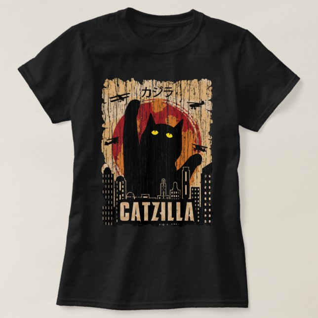 Retro Vintage Catzilla Tshirt  948 Copy T Shirt (Design framsida)