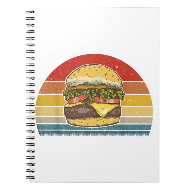 Retro Vintage Cheeseburger Design Costume Hamburge Anteckningsbok (Framsidan)