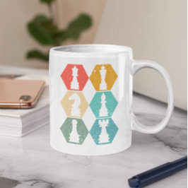 Retro Vintage Chess Delar solnedgång Kaffemugg