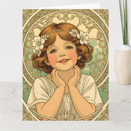 retro vintage child with flowers kort
