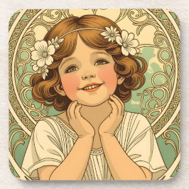 retro vintage child with flowers underlägg