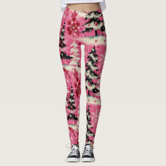 Retro Vintage Christmas: 1950's Pink Xmas Leggings