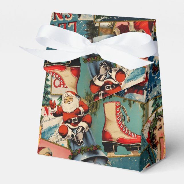 Retro Vintage Christmas Cards Collage Presentaskar (Framsidan Sidan)