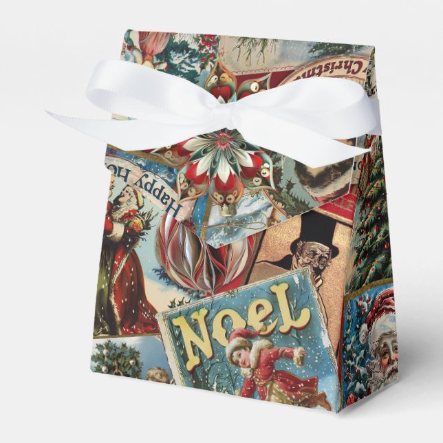 Retro Vintage Christmas: Holiday Cheer Collage Presentaskar (Framsidan Sidan)