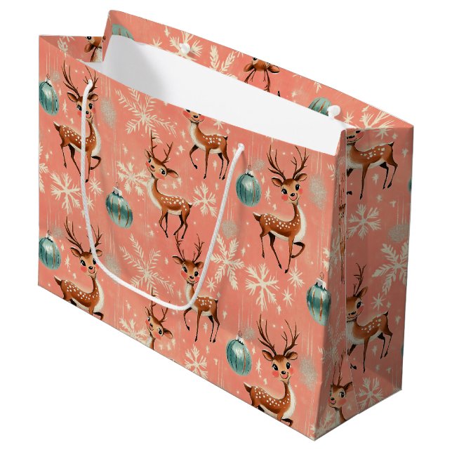 Retro Vintage Christmas Reindeer II Wrapping Paper (Framsidan Vinklad)