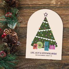 Retro Vintage Christmas Tree Presents Holiday Card Inbjudningar