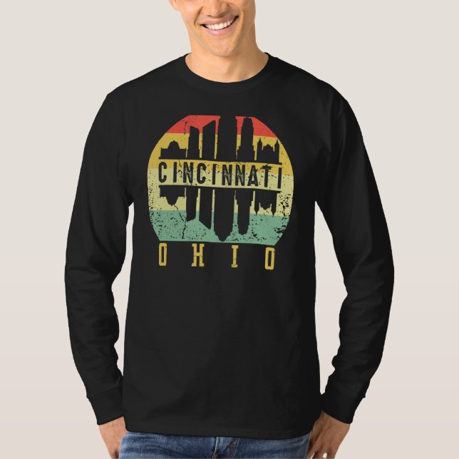 Retro Vintage CINCINNATI OHIO Downtown Skylin T Shirt (Framsida)