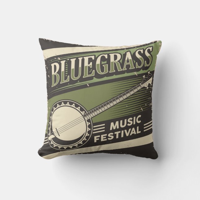 Retro Vintage Classic Blue Grass Music Kudde (Framsida)