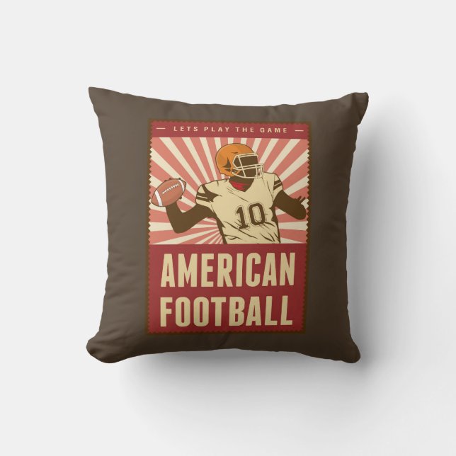 Retro Vintage Classic Brown American Football Kudde (Framsida)