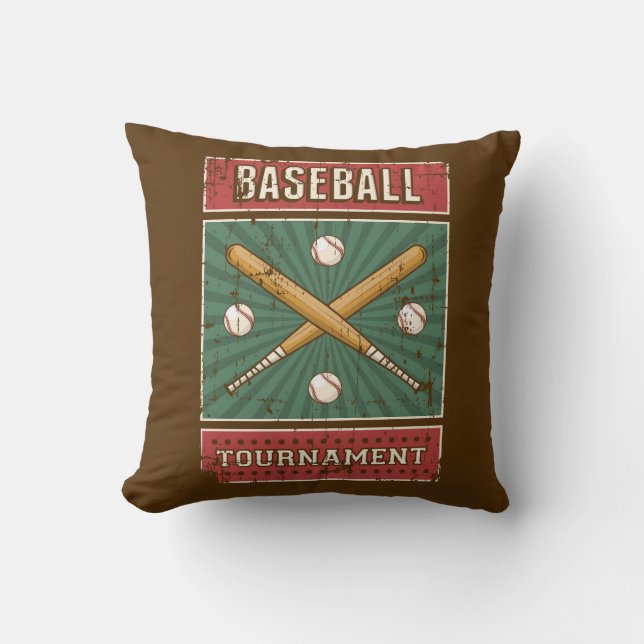 Retro Vintage Classic Brown Baseball Fladdermöss T Kudde (Framsida)