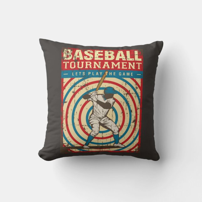 Retro Vintage Classic Circles Baseball Player Kudde (Framsida)