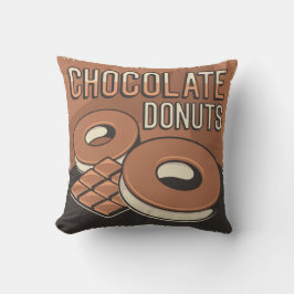 Retro Vintage Classic Grunge Chocolate Donut Kudde