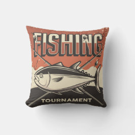 Retro Vintage Classic Grunge fish tournament brun Kudde