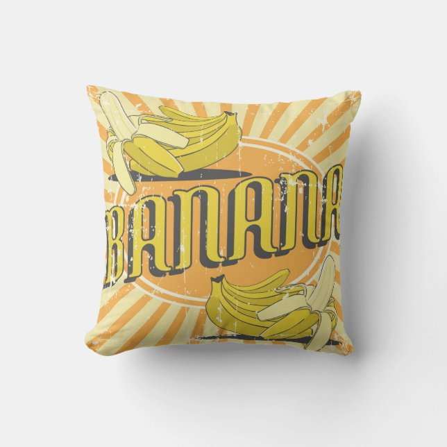 Retro Vintage Classic Grunge Sunny Bananas Kudde (Framsida)
