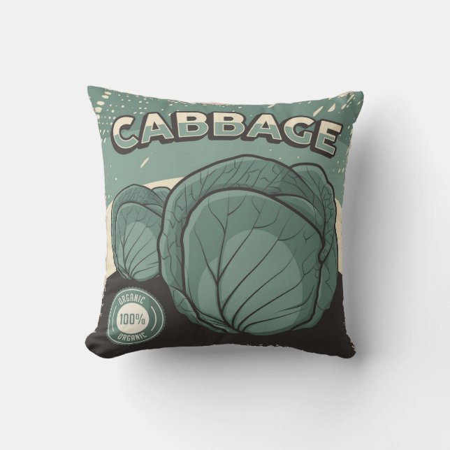Retro Vintage Classic Grunge Vegetable cabbage Kudde (Framsida)