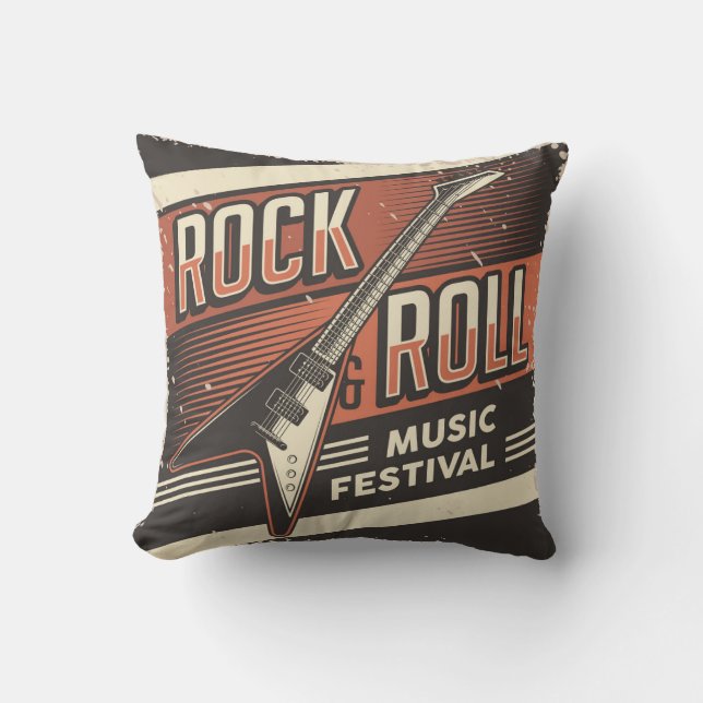 Retro Vintage Classic Music Rock på rullning Kudde (Framsida)