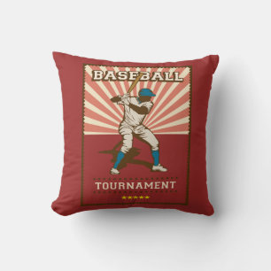 Retro Vintage Classic Red Baseball Champion Throw Kudde