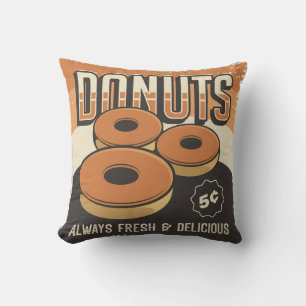Retro Vintage Classic Roligt Sweet doughnut Kudde