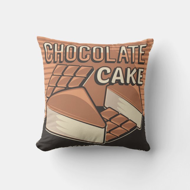 Retro Vintage Classic Sweet Brown Chocolate Cake Kudde (Framsida)