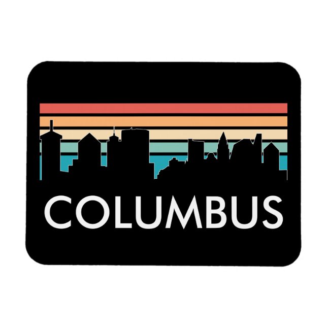 Retro Vintage Columbus Ohio Skyline Magnet (Horisontell)