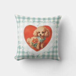 Retro Vintage Coquette Baby djur Hund Gingham Kudde