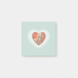 Retro Vintage Coquette Pastel Baby djur Hund Post-it Block