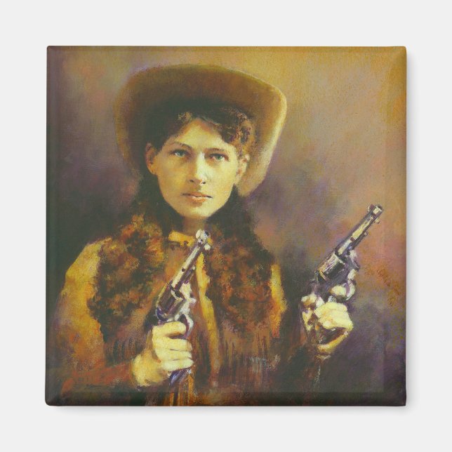 Retro Vintage Cowgirl Magnet (Framsidan)