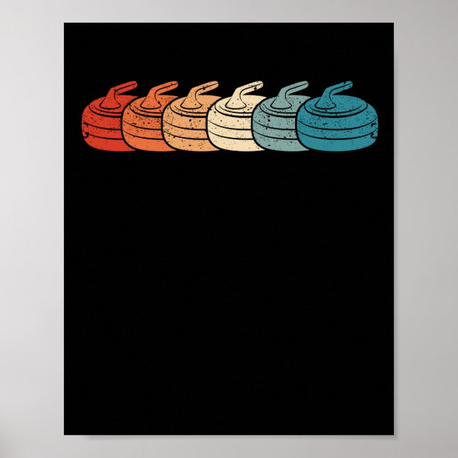 Retro Vintage Curling Player Curler Winter Ice Poster (Framsidan)