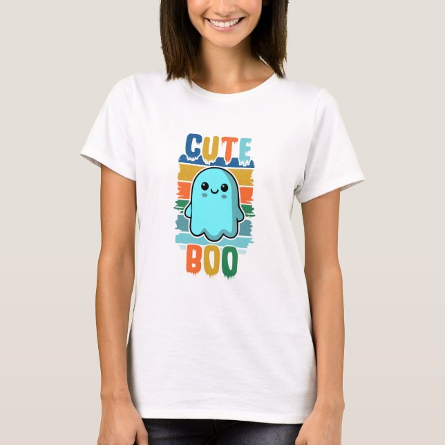 Retro Vintage Cute Halloween Ghost T Shirt (Framsida)